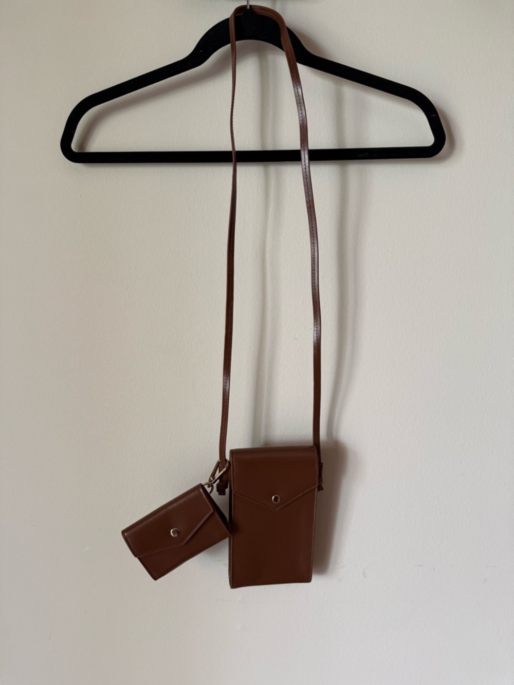 J.Crew Brown Leather Phone Crossbody Mini Bag Card Holder Wallet Strap